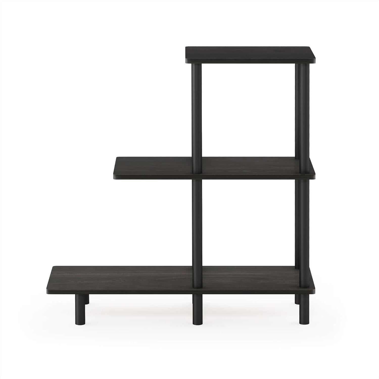 18127EX-BK Turn-N-Tube 3-Tier Sofa Side Table, Espresso & Black - 31.5 x 25.63 x 11.61 in.