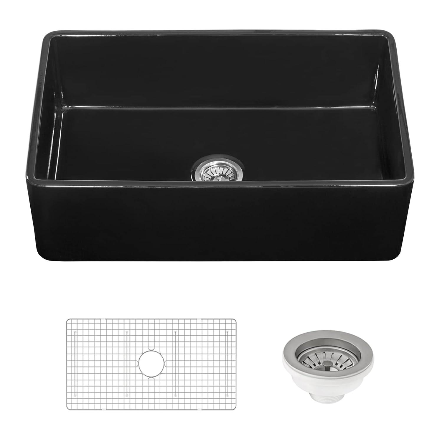 Ruvati 33 inch Fireclay Farmhouse Apron-Front Kitchen Sink Reversible