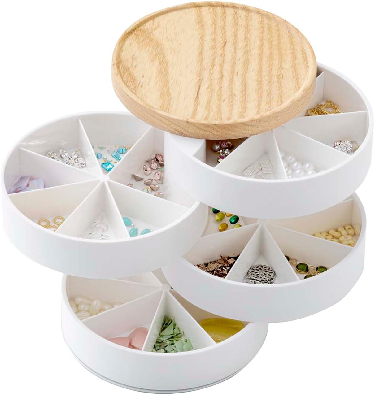 White Multi-Tiered Plastic and Wood Jewelry Organizer