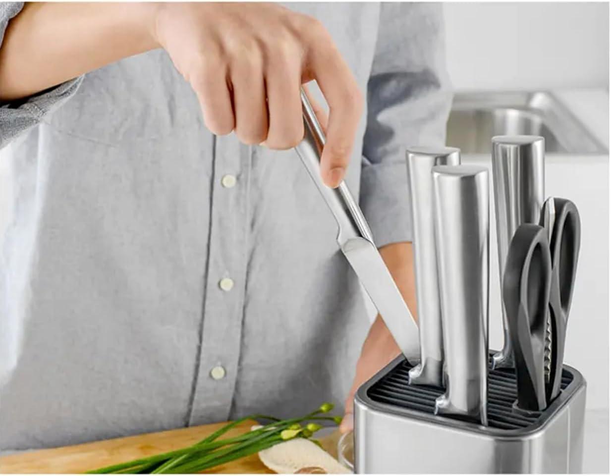 Dura Living Dura Living Universal Knife Block Holder, Stainless Steel Organizer, Space-Saving Storage Stand