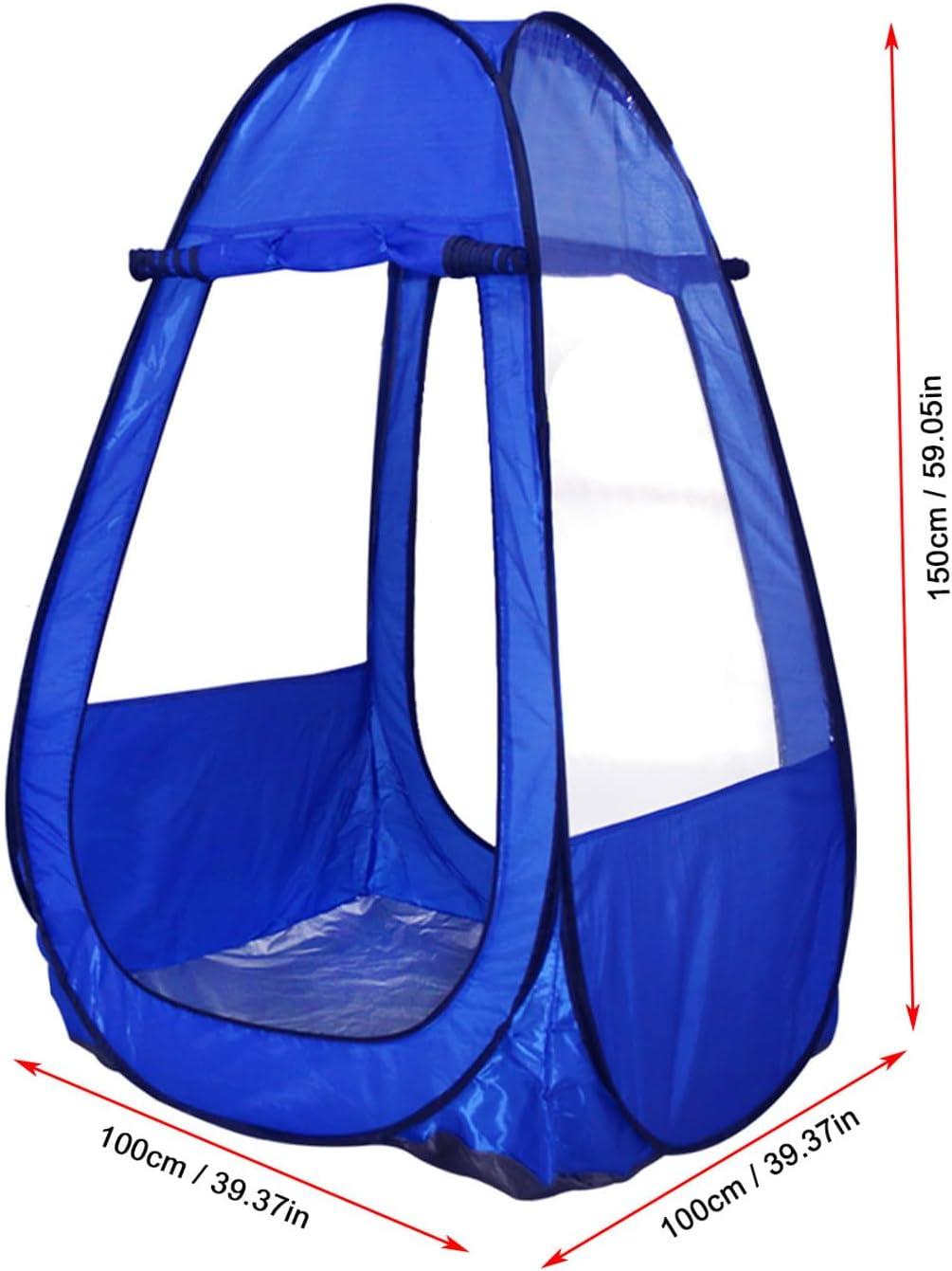 Blue Polyester Pop Up Personal Emergency Tent with Clear Windows