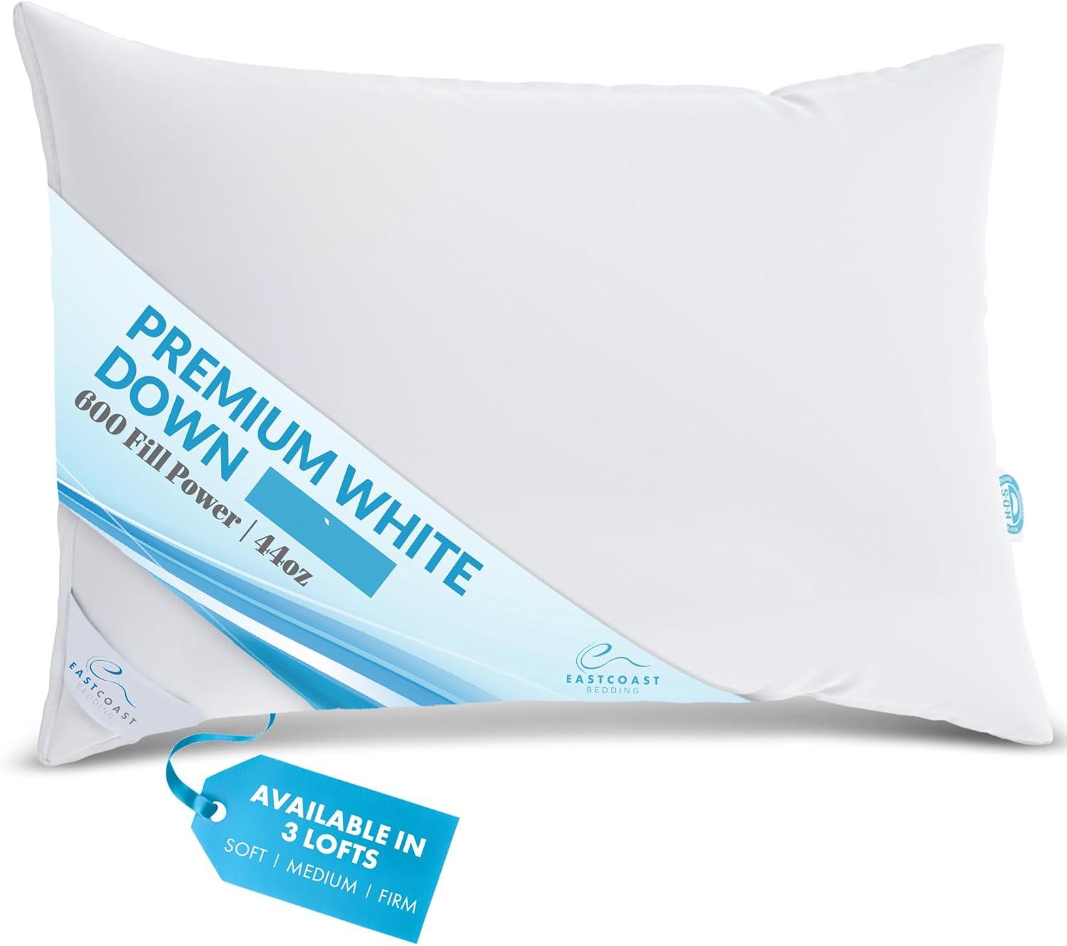 East Coast Bedding Medium Elite Premium Down Dream 600 Fill Power Pillow Pack of 1