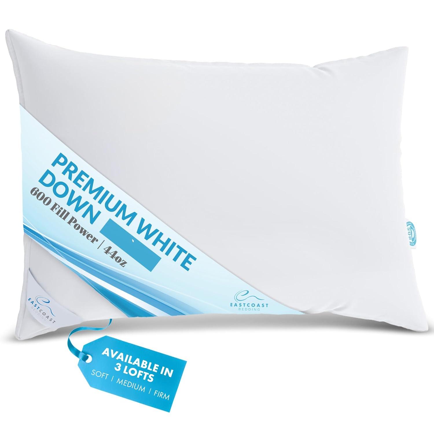 East Coast Bedding Medium Elite Premium Down Dream 600 Fill Power Pillow Pack of 1