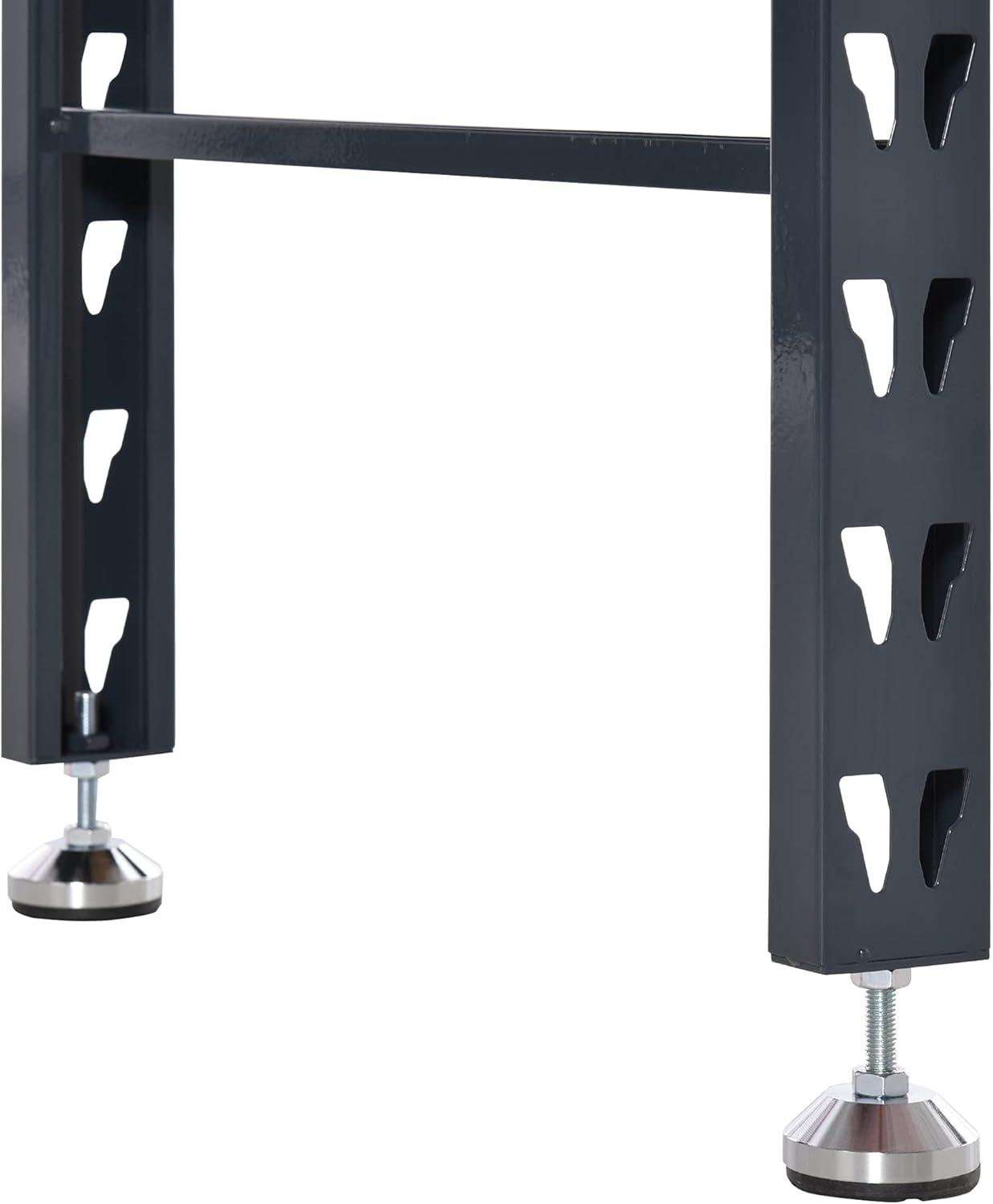 HOMCOM 45" Work Bench with Adjustable Footpads and Large Solid Wood Tabletop Tool Table for Garage, Weight Capacity 1100 lbs