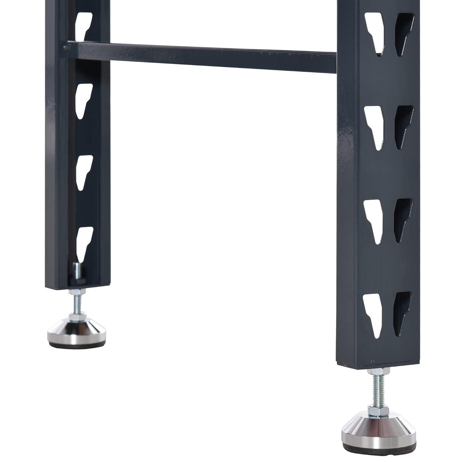 HOMCOM 45" Work Bench with Adjustable Footpads and Large Solid Wood Tabletop Tool Table for Garage, Weight Capacity 1100 lbs