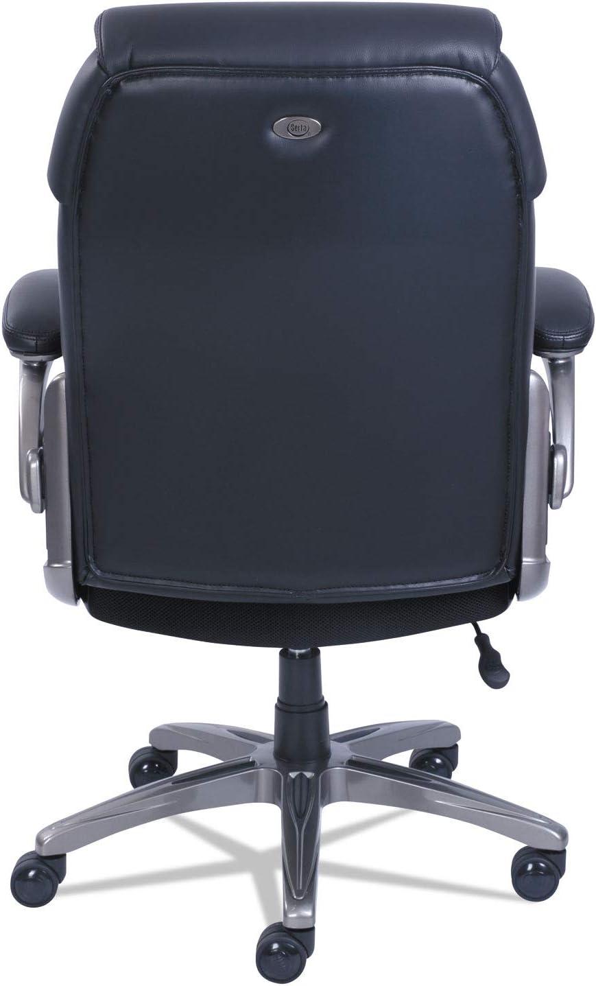 SertaPedic Black Leather Executive Swivel Chair with Adjustable Arms