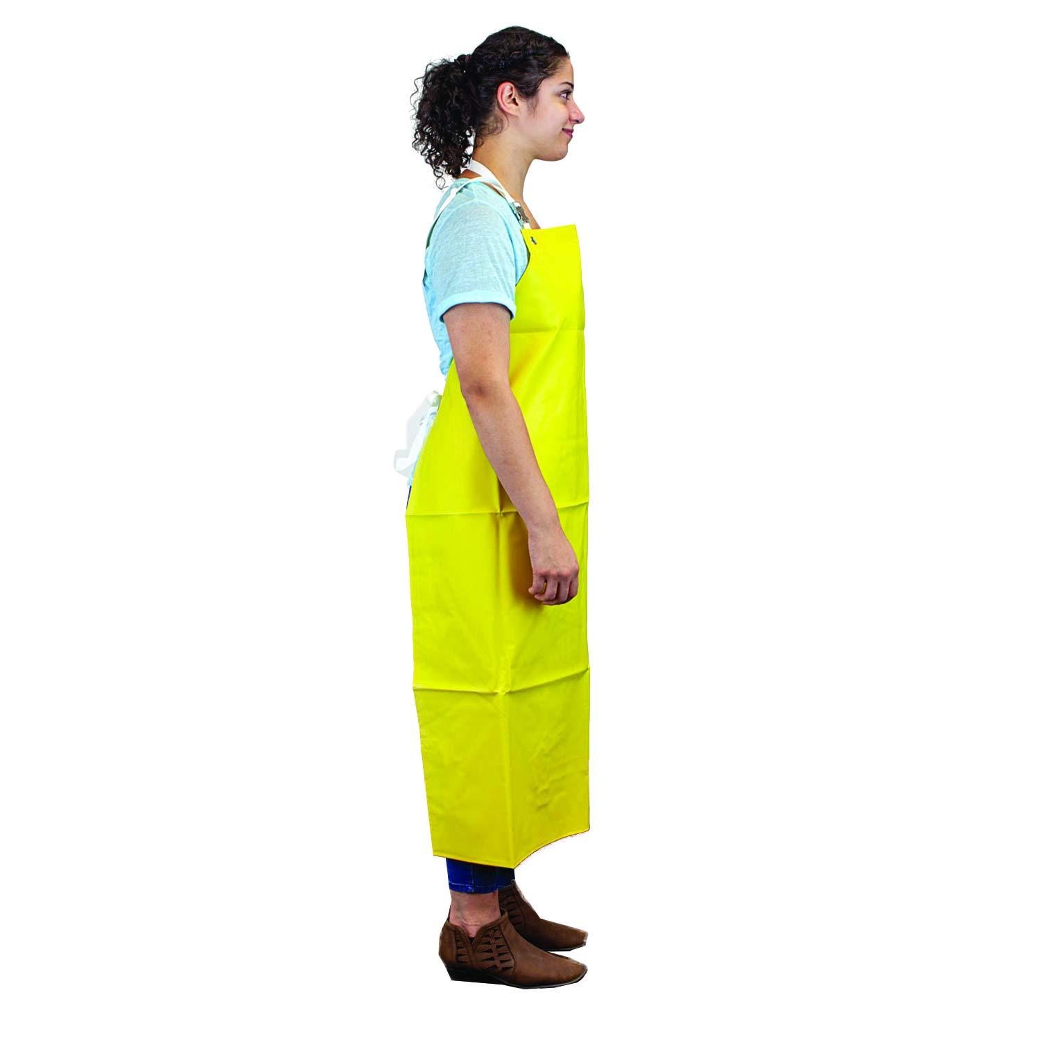 Safe Handler, Heavy Duty Nitrile Industrial Bib Apron, Chemical and Oil Resistant, Yellow