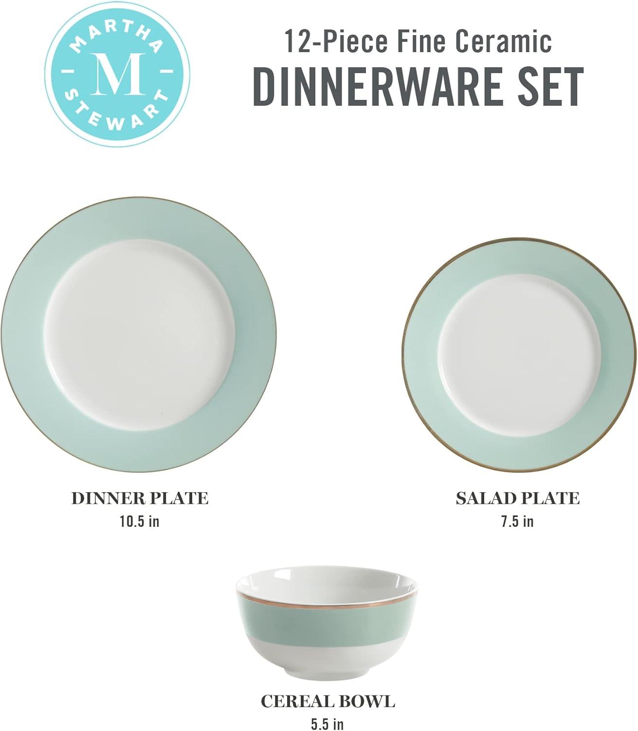 Coastal Blue and White Porcelain Dinnerware Set, Service for 4