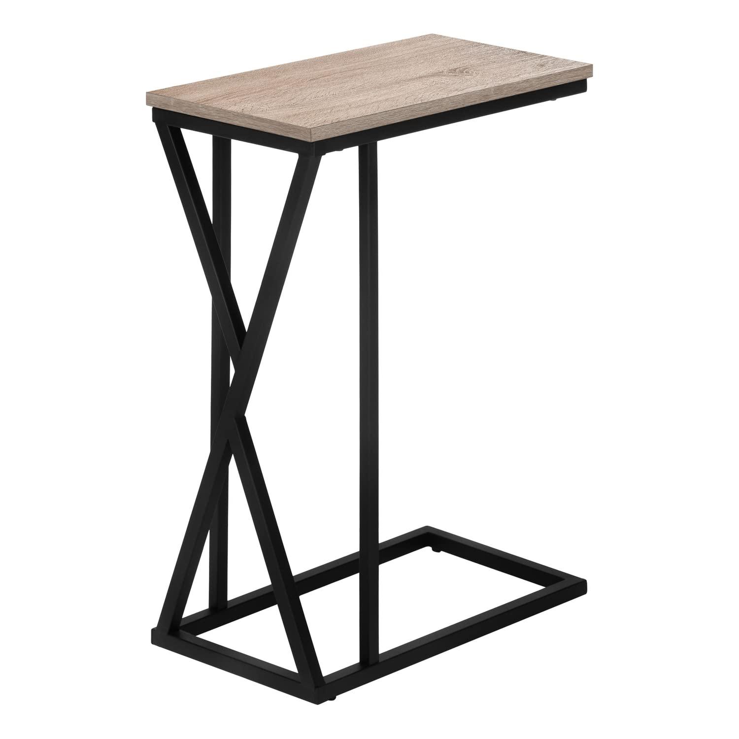 Monarch Specialties ACCENT TABLE - 25"H / DARK TAUPE / BLACK METAL