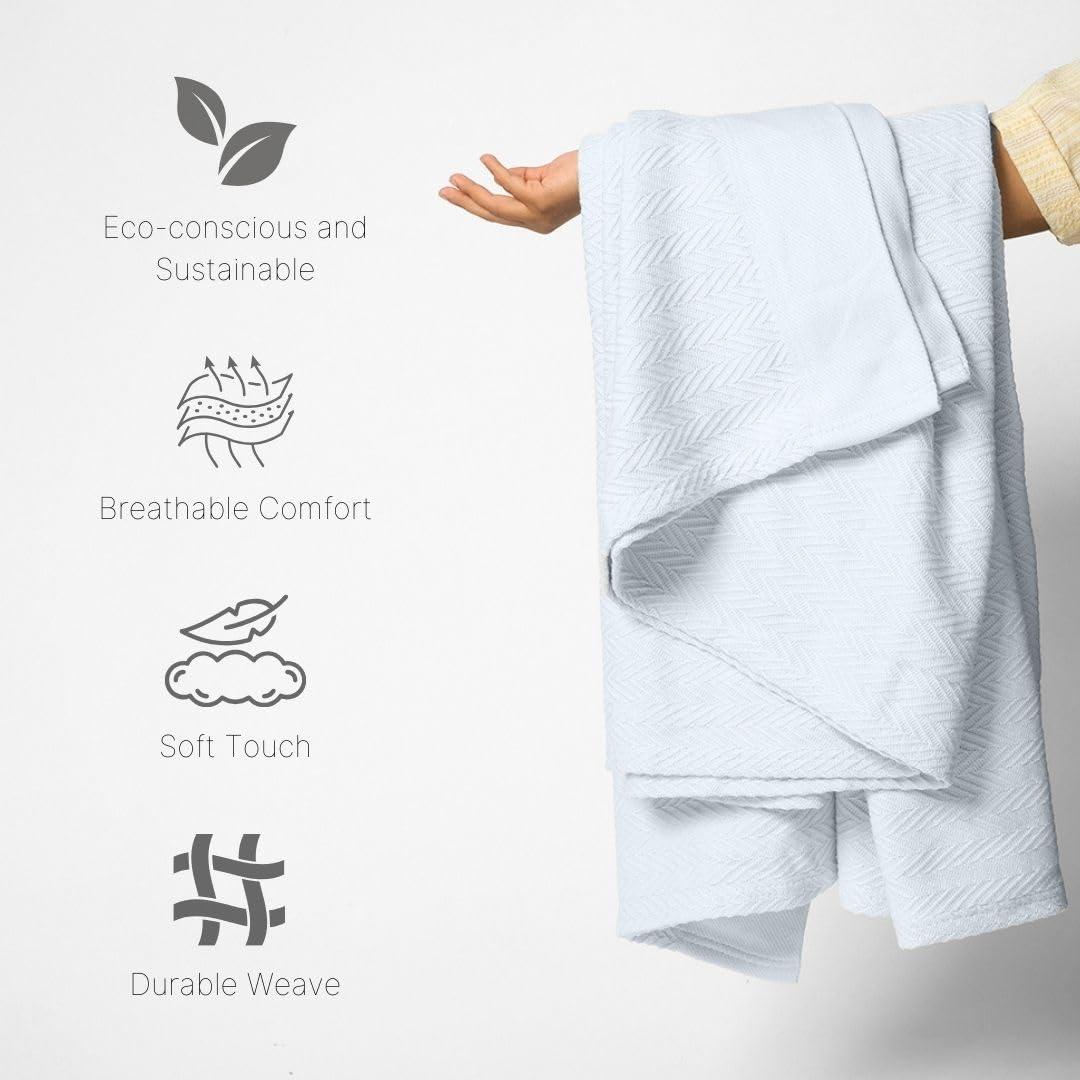 Eddie Bauer Herringbone Cotton Reversible Blanket