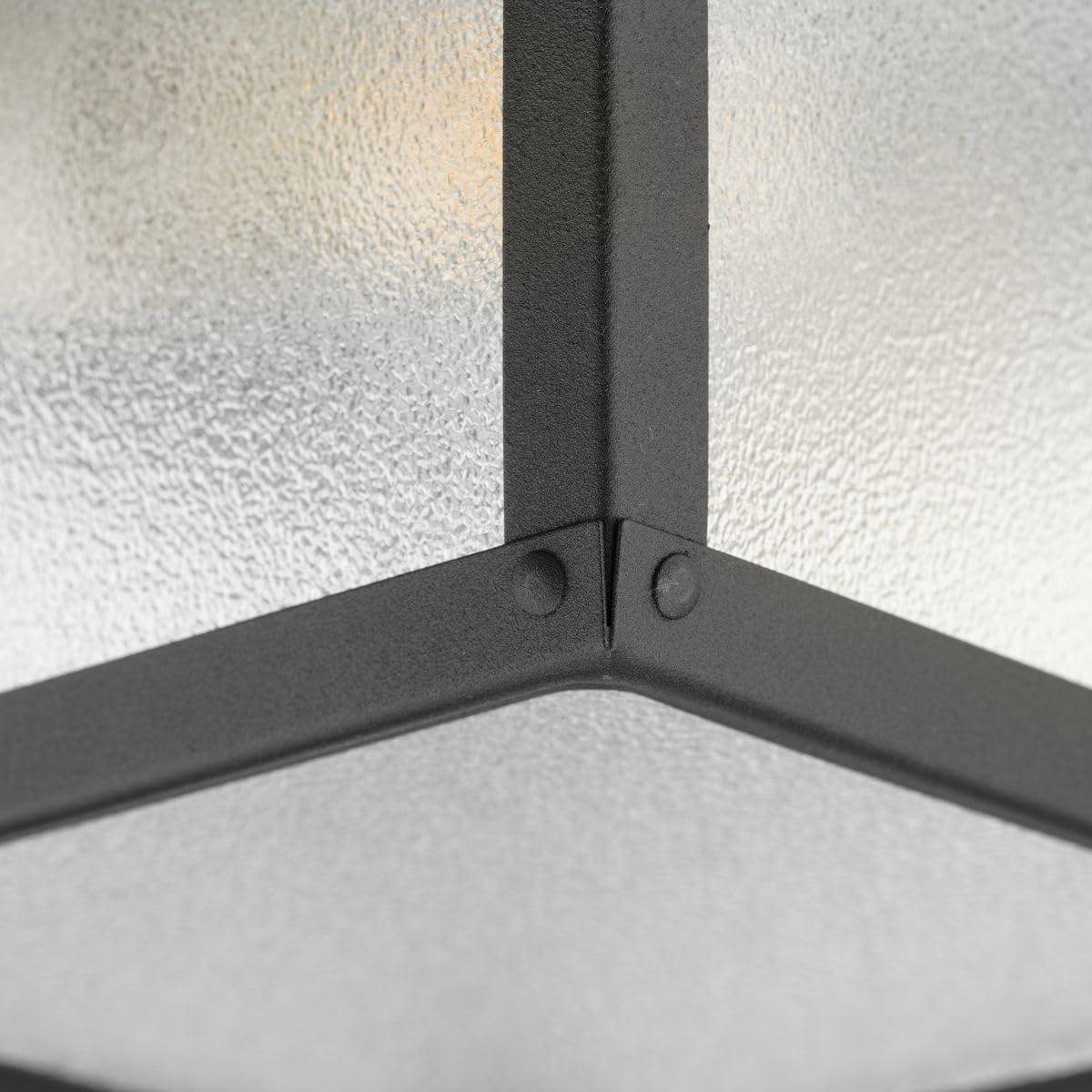 Progress Lighting, Recessed Collection, 2-Light Ceiling Mount, Matte Black, Textured Glass, Scalloped Edge