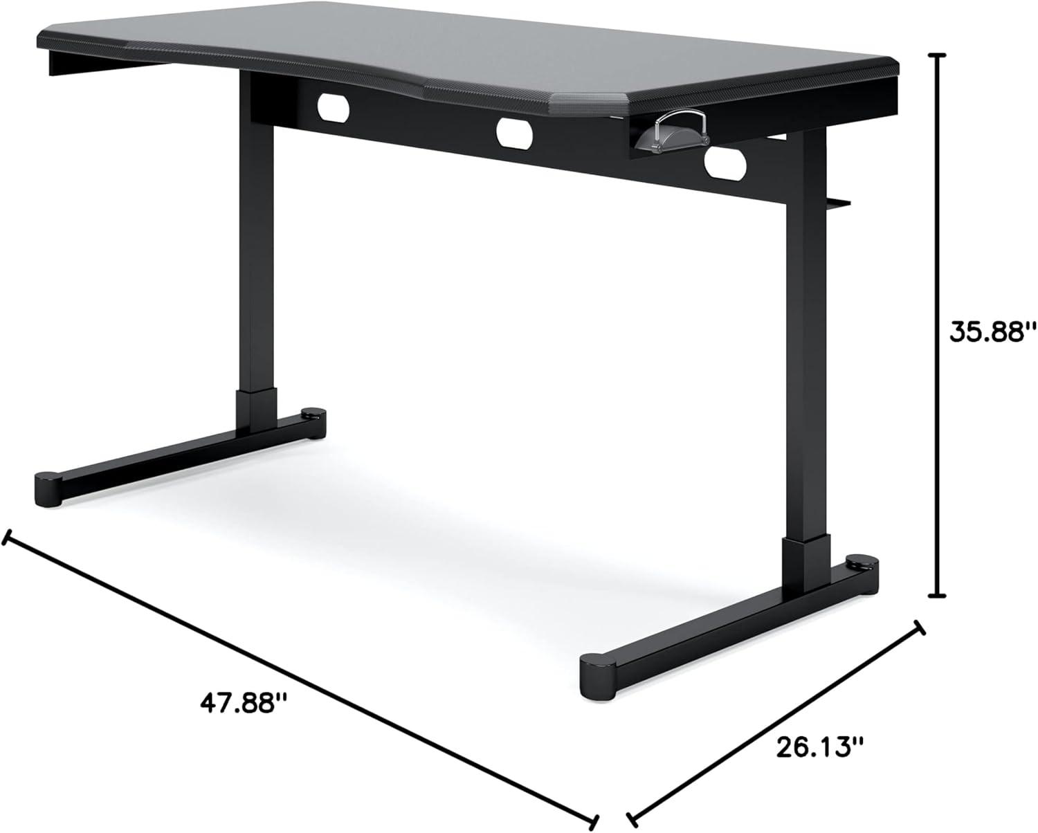 Black and Red Adjustable Height Desk with USB Port