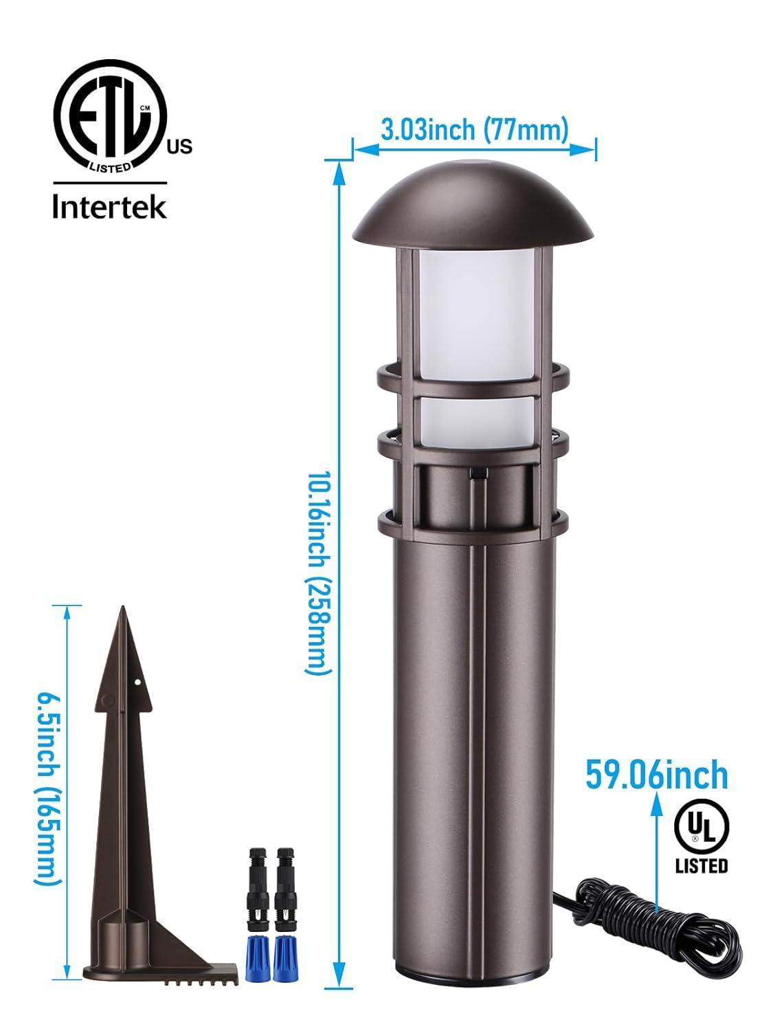 LEONLITE 8-Pack Low Voltage Landscape Lights Pathway, 3W 12V LED Path Lights, CRI90+, IP65 Waterproof Walkway Light, ETL Listed, Oil Rubbed Bronze Aluminum Housing, 3000K Warm White