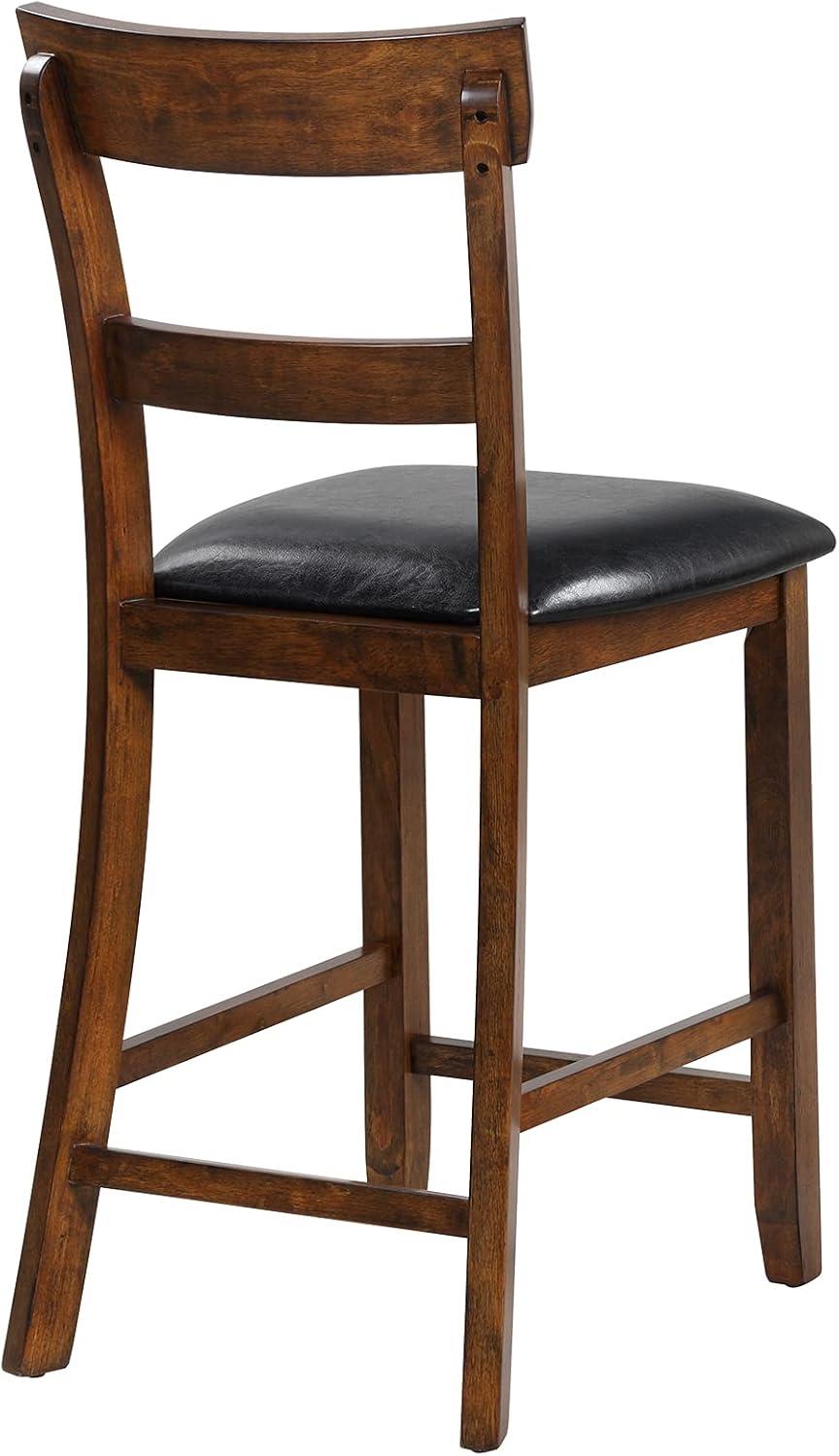 Topbuy Set of 2 Bar Stools Vintage Wooden Dining Chair for Kitchen, Bistro Brown&Black