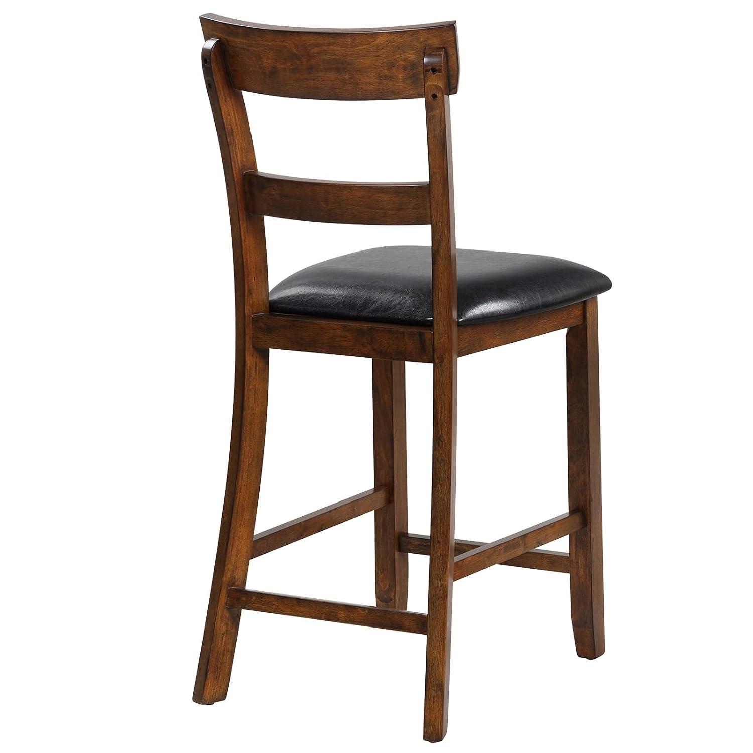 Topbuy Set of 2 Bar Stools Vintage Wooden Dining Chair for Kitchen, Bistro Brown&Black