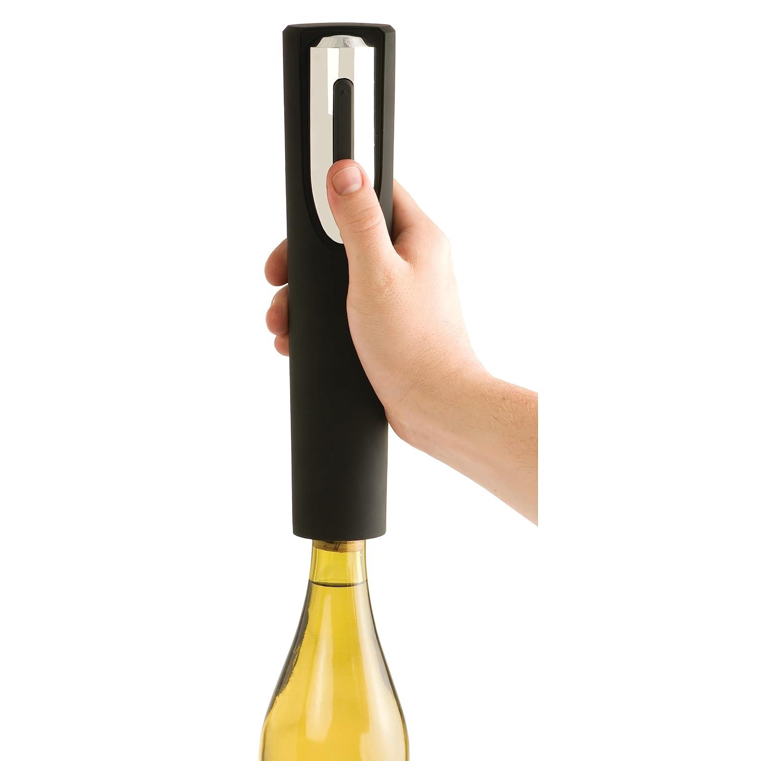 True Vino Drill Electric Wine Bottle Opener - Automatic Corkscrew Wine Opener with Foil Cutter and Stand - Black Set of 1