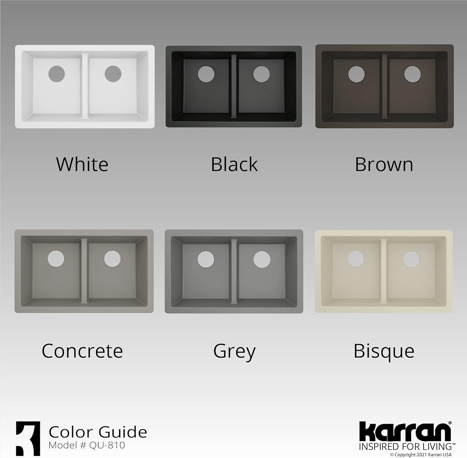 Karran Quartz 32'' X 19-1/2'' 50/50 Double Bowl Composite Undermount Kitchen Sink