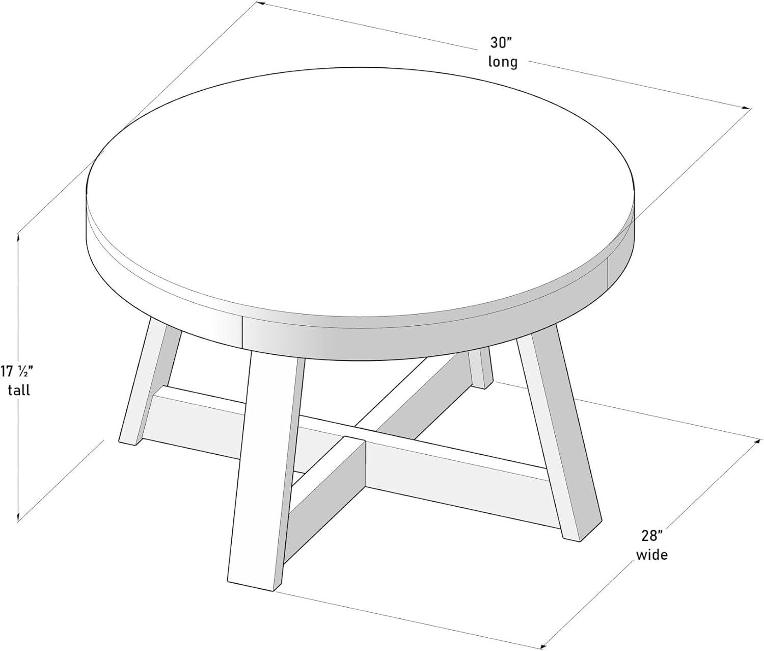 Plank+Beam Classic Round Coffee Table, 30" Farmhouse Coffee Table