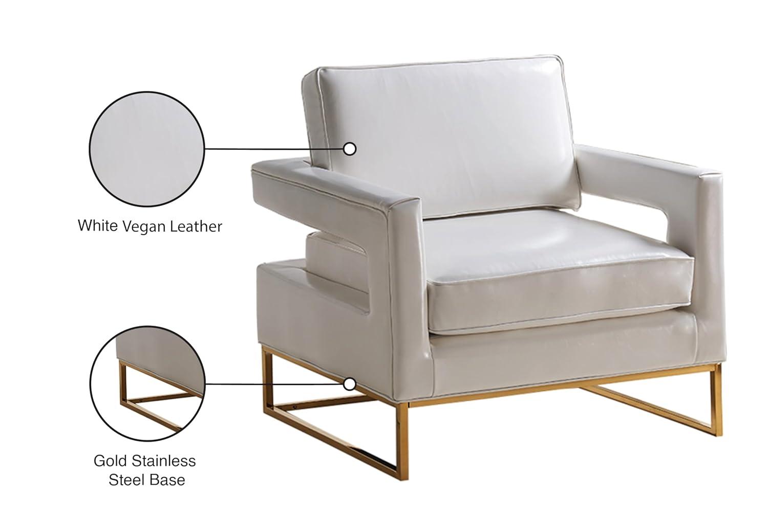 Meridian Furniture Amelia Silla Decorativa de Cuero Vegana Contemporánea de 19"H en Blanco