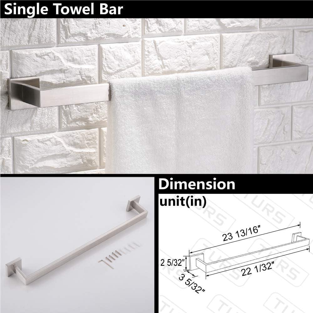 5-Piece Bathroom Hardware set Brushed Nickel Towel Bar Set Bath Towel Holder Sets Hand Towel Holder 2 Towel Hooks, SUS 304 Stainless Steel, Q7BR-P5