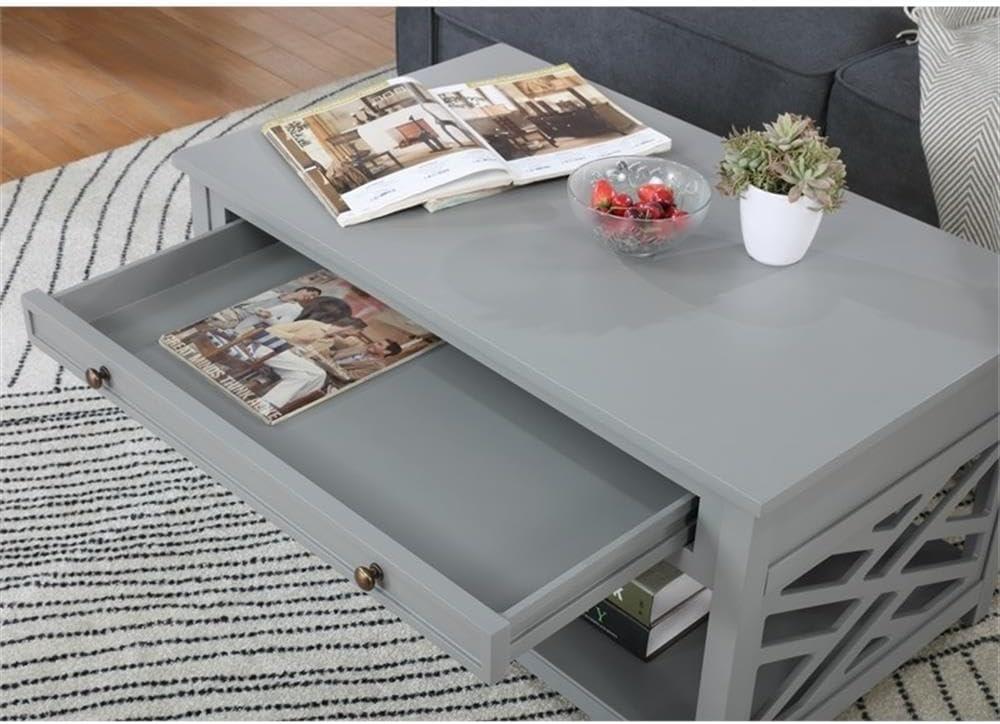 Alaterre Furniture Coventry 36 in. Coffee Table and End Tables Set of 3, Living Room Furniture Collection with Storage, Gray