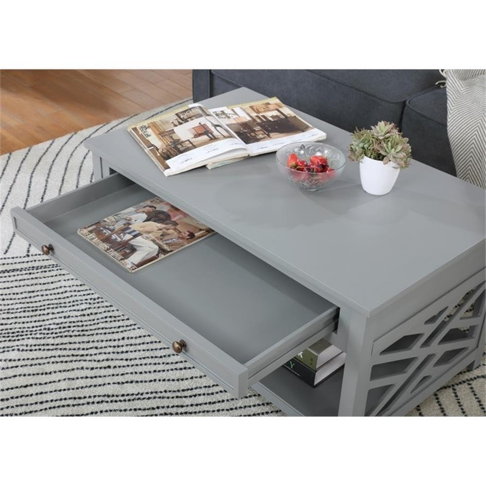 Alaterre Furniture Coventry 36 in. Coffee Table and End Tables Set of 3, Living Room Furniture Collection with Storage, Gray