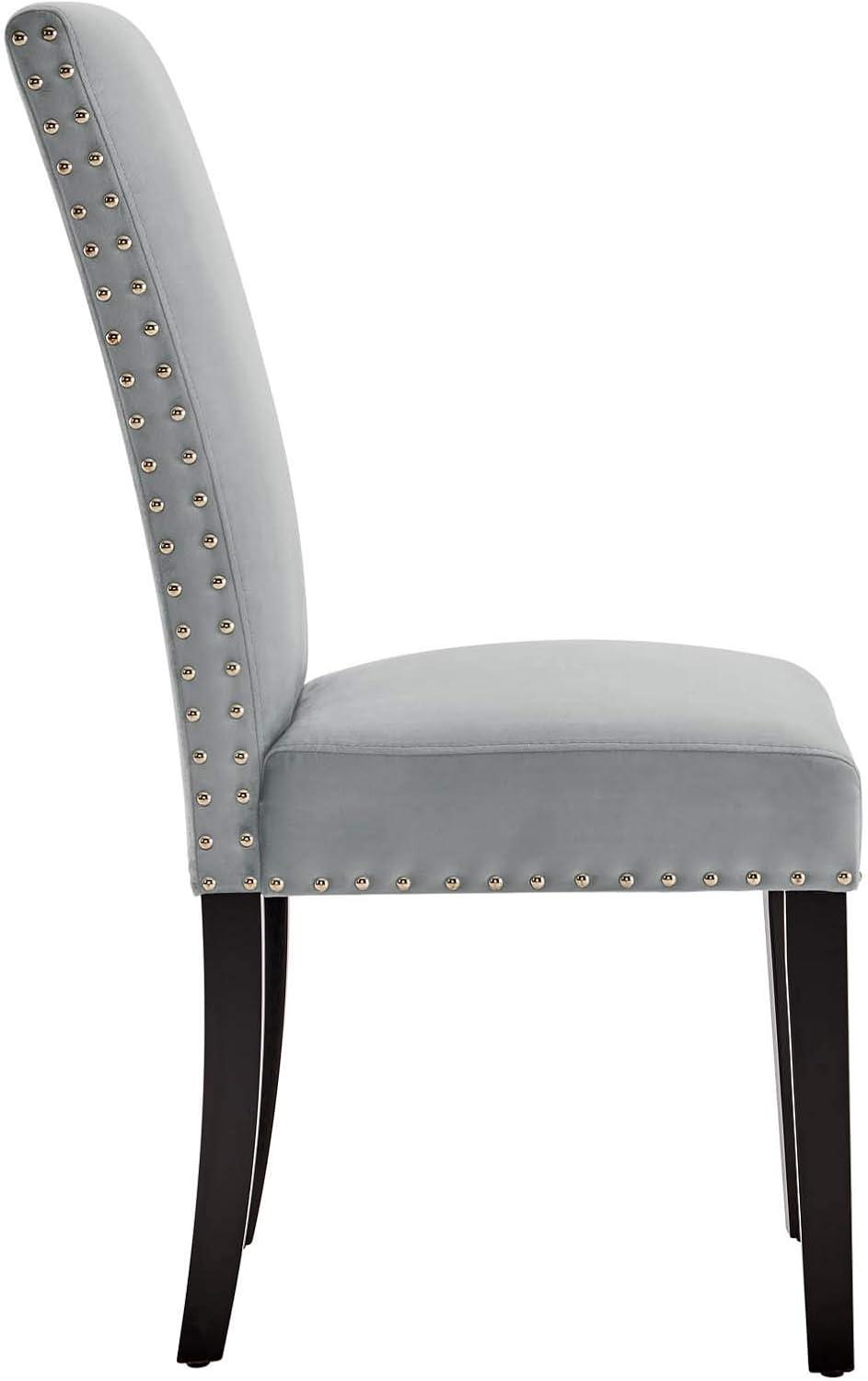 Modway Silver Orchid Lind Velvet Nailhead Trim Dining Side Chairs