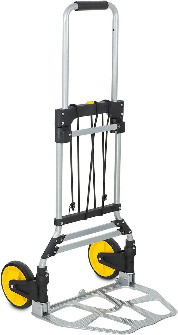 Mount-It! Folding Hand Truck and Dolly, 264 Lb Capacity Heavy-Duty Luggage Trolley Cart With Telescoping Handle and Rubber Wheels