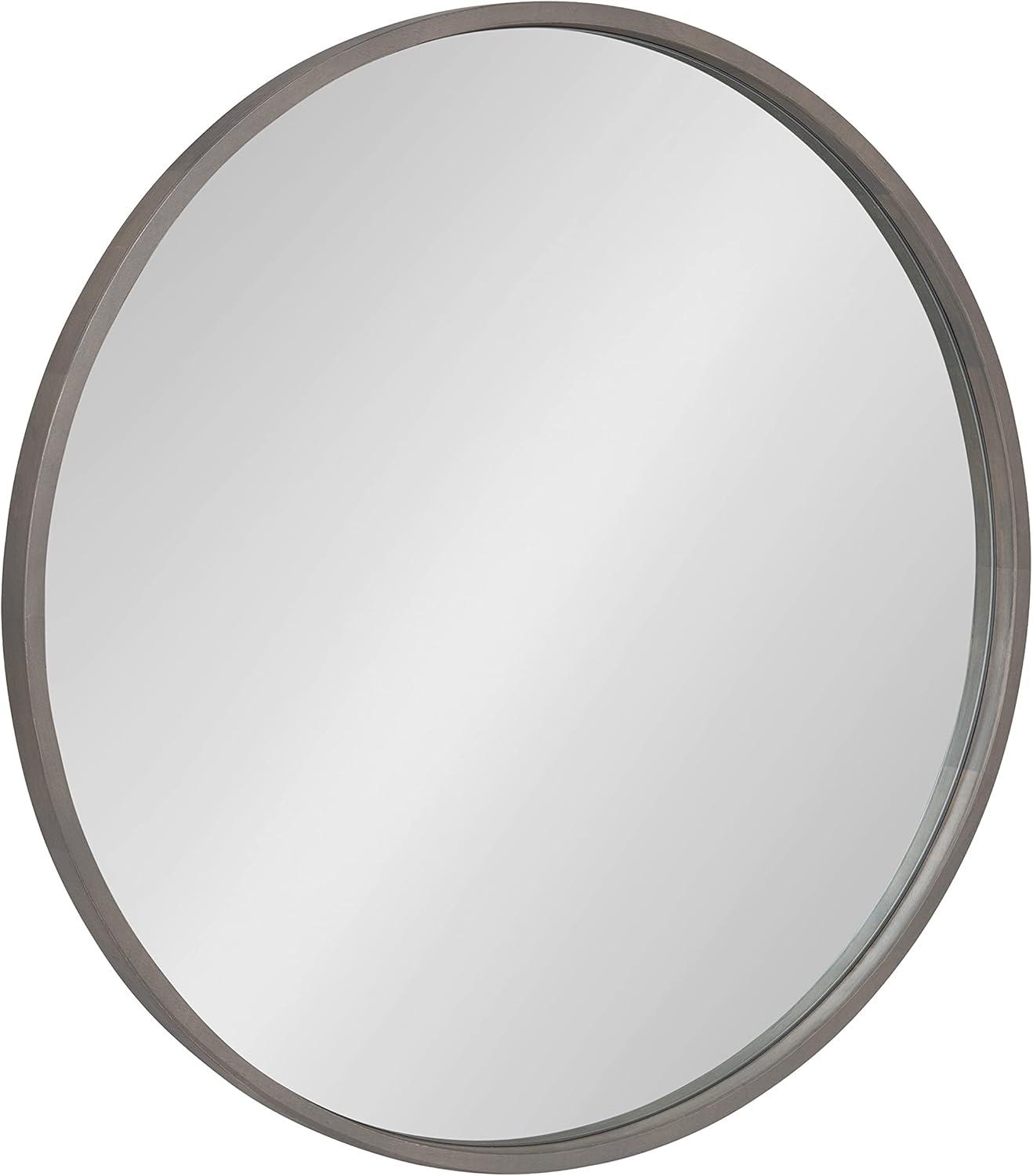 Kate and Laurel Valenti Farmhouse Round Wall Mirror, 28 Inch Diameter, Gray, Decorative Circle Mirror