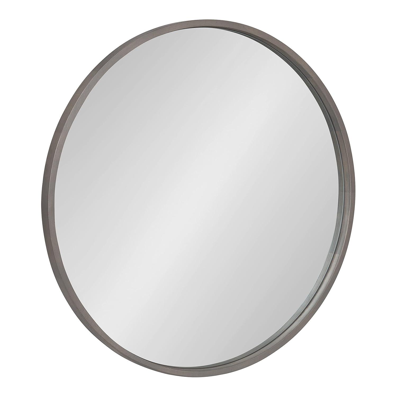 Kate and Laurel Valenti Farmhouse Round Wall Mirror, 28 Inch Diameter, Gray, Decorative Circle Mirror