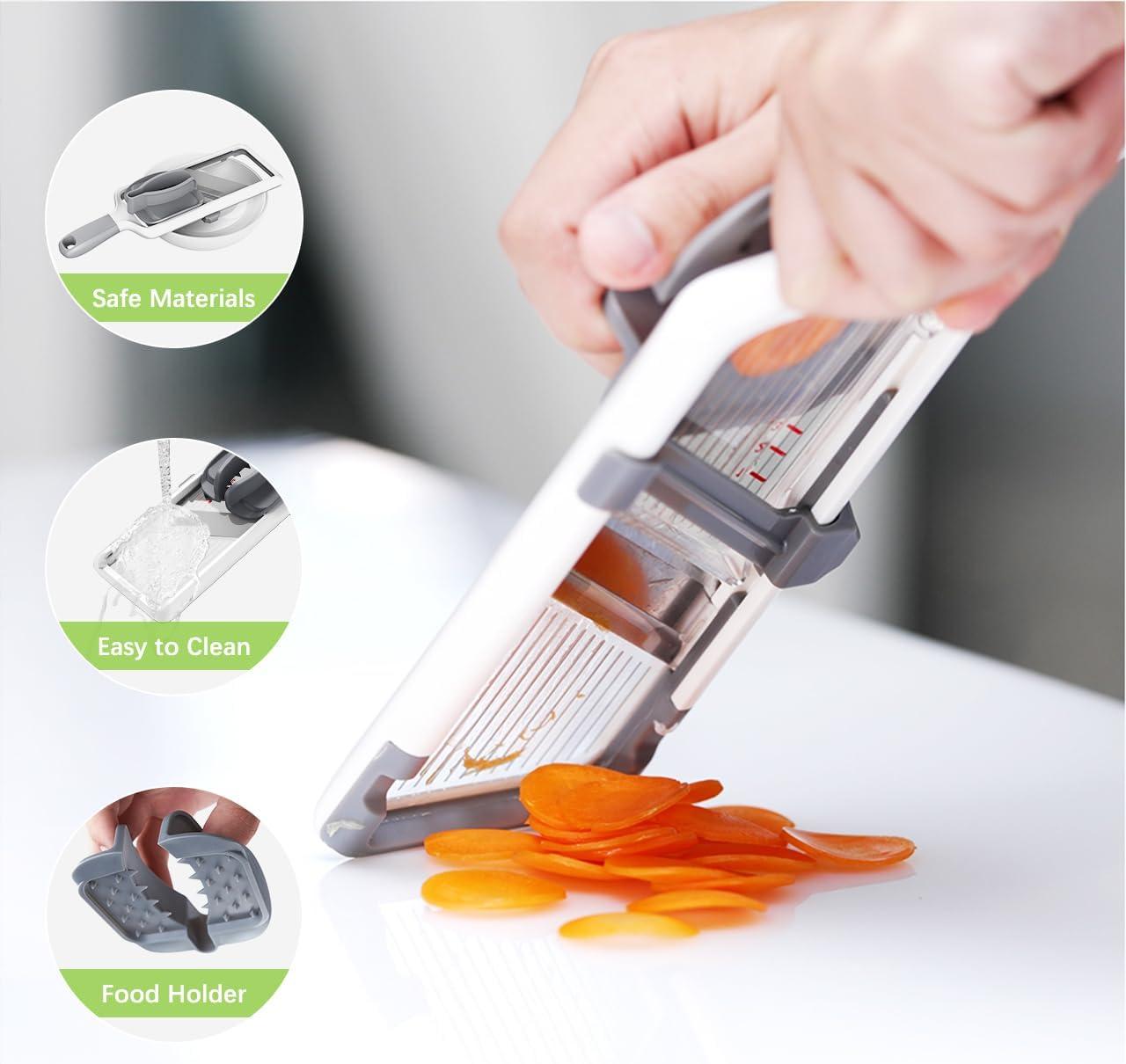 Versatile Handheld Mandoline Slicer - Adjustable Stainless Steel Blade, Ergonomic Grip, Enhanced Safety, Easy to Clean, Perfect for Quick and Precise Slicing of Fruits & Vegetables