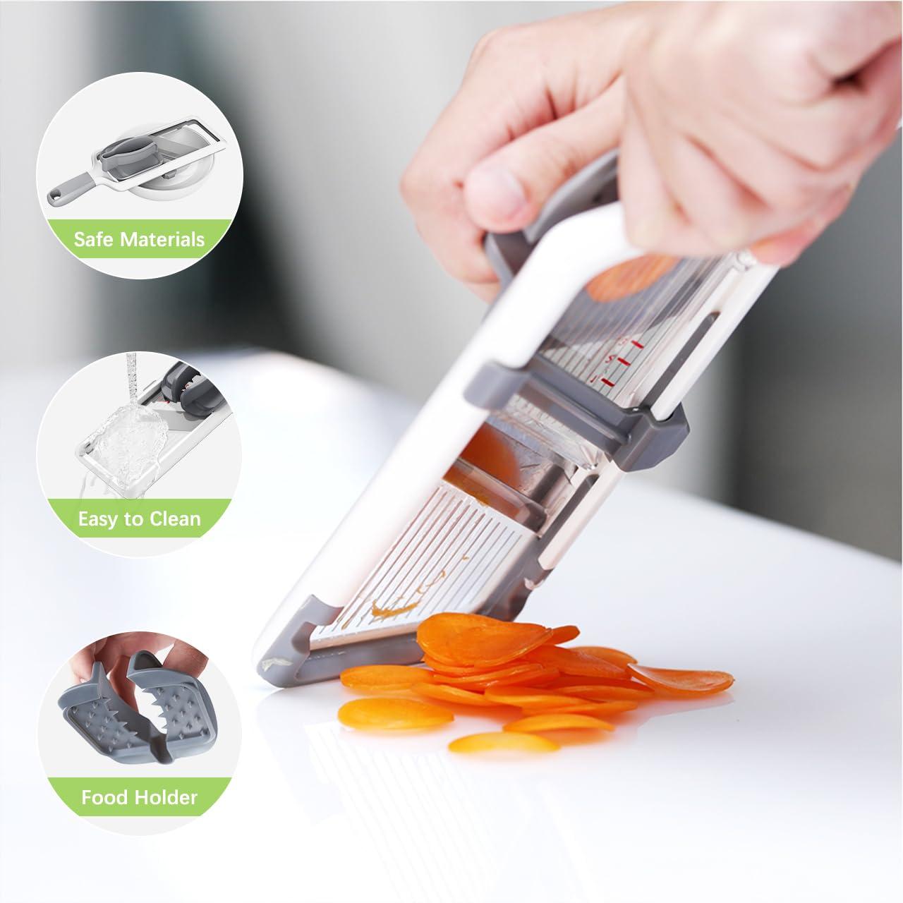 Versatile Handheld Mandoline Slicer - Adjustable Stainless Steel Blade, Ergonomic Grip, Enhanced Safety, Easy to Clean, Perfect for Quick and Precise Slicing of Fruits & Vegetables