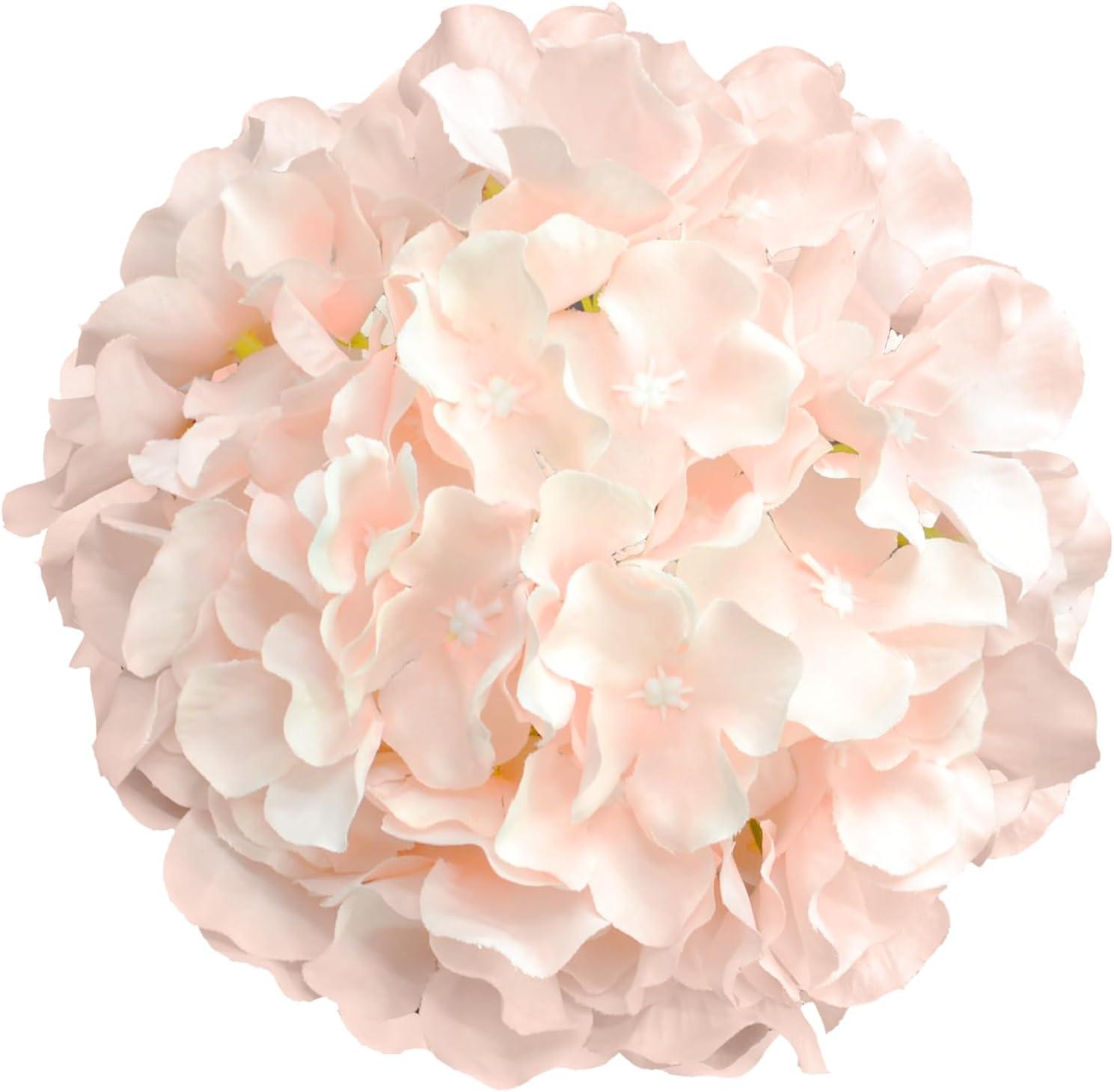 TITOUMI Hydrangea Silk Flowers Heads Blush Pack of 10 Full Hydrangea Flowers Artificial with Stems for Wedding Home Party Shop Baby Shower Décor