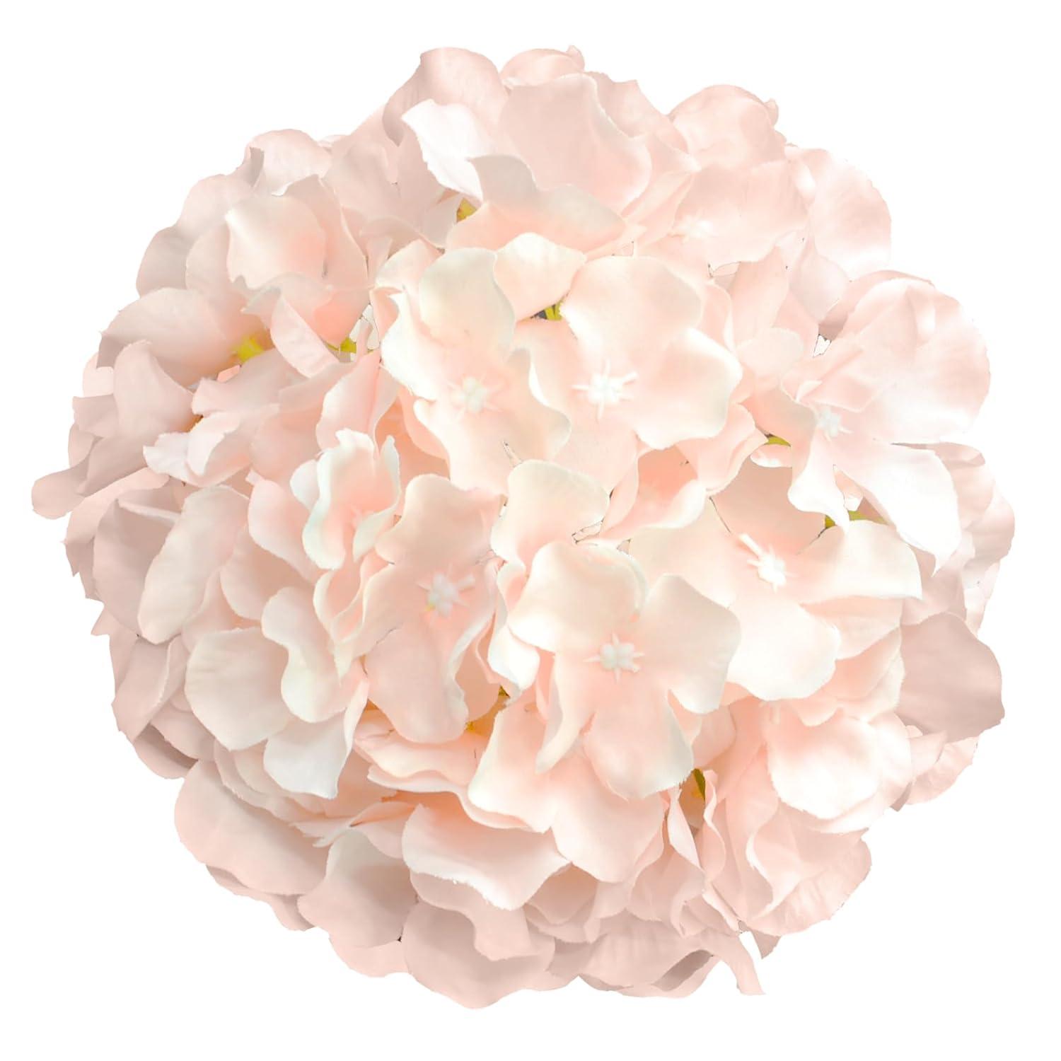 TITOUMI Hydrangea Silk Flowers Heads Blush Pack of 10 Full Hydrangea Flowers Artificial with Stems for Wedding Home Party Shop Baby Shower Décor
