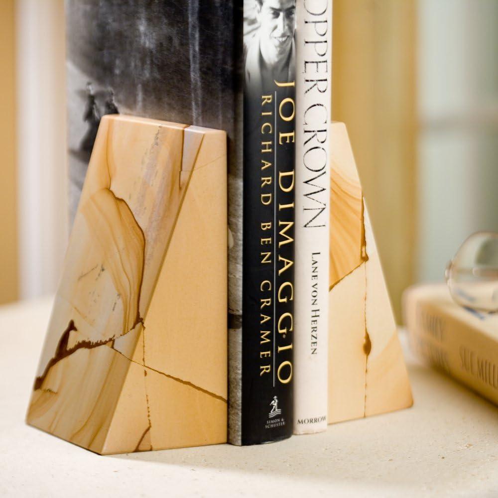 Bey-Berk Marble Marble Book Ends 6""H Beige (R10S)