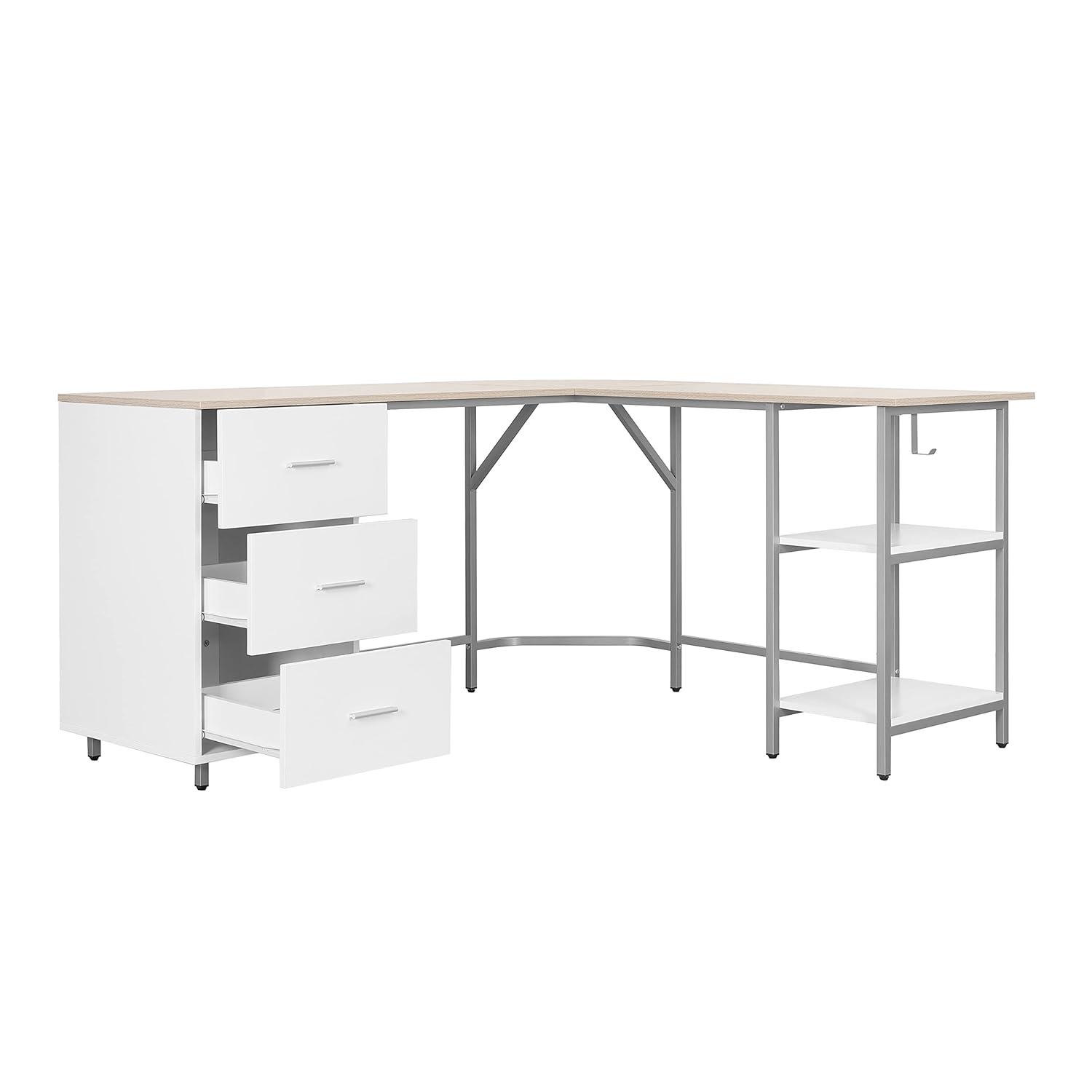 17 Stories Techni Mobili L-Shape Home Office Two-Tone Desk With Storage