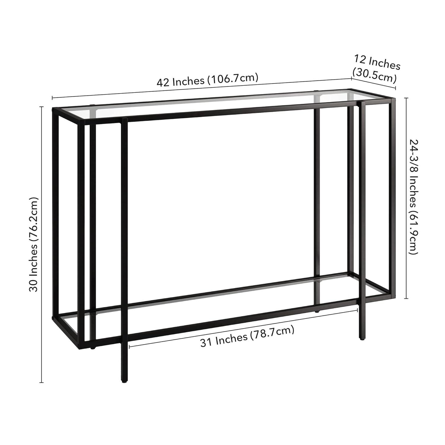 Evelyn&Zoe Vireo 45" Wide Rectangular Coffee Table with Metal Shelf in Blackened Bronze