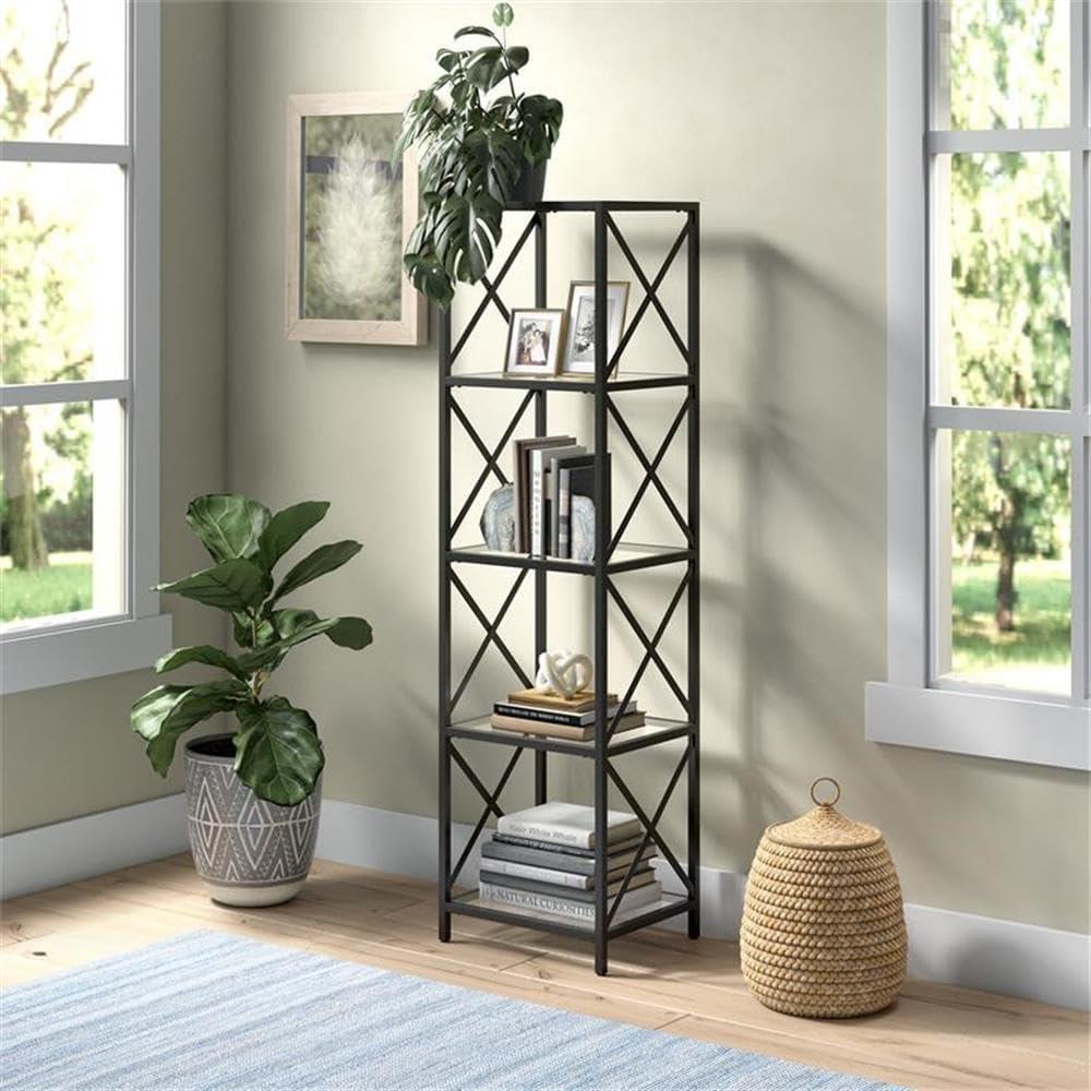 Evelyn&Zoe Celine 18" Wide Rectangular Bookcase, Blackened Bronze