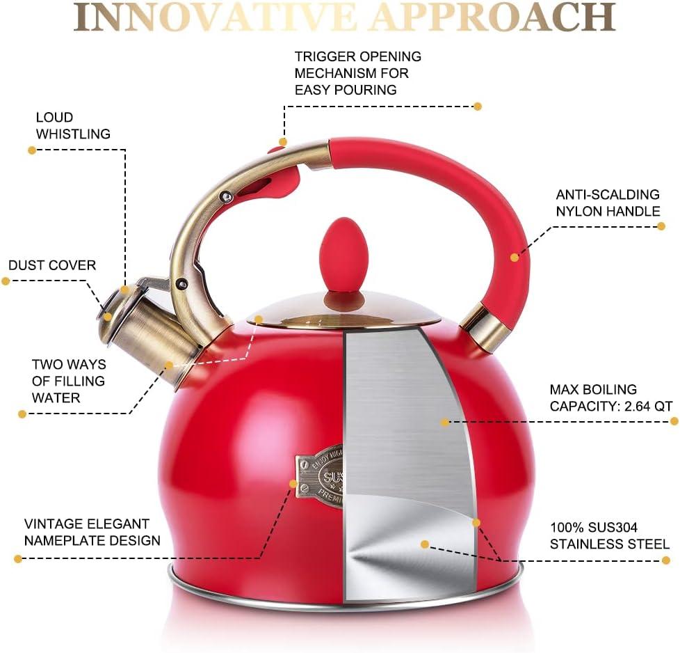 LUXESIT LUXESIT 2.64 Quarts Stainless Steel Whistling Stovetop Tea Kettle