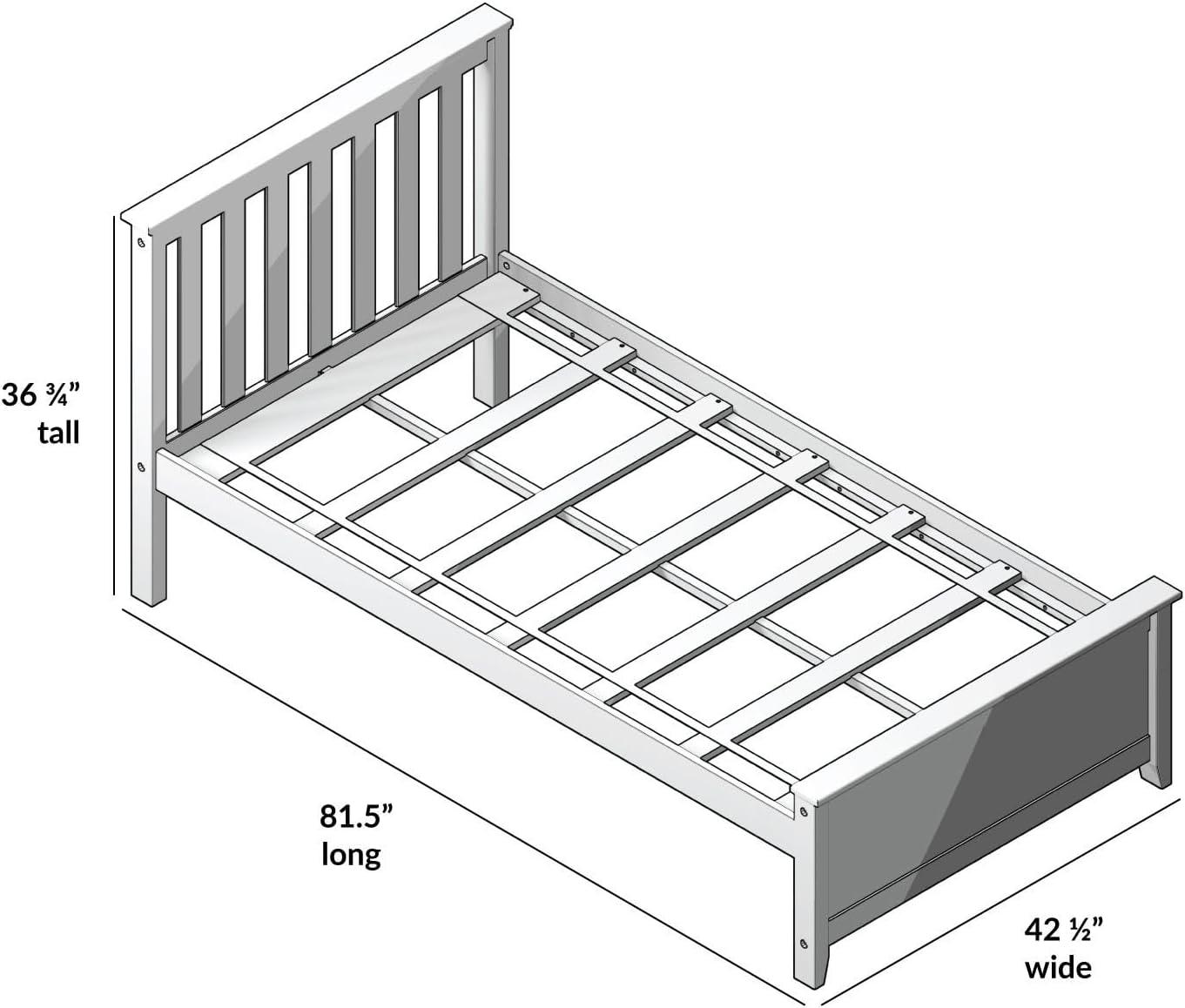 Max & Lily Twin Bed Frame with Headboard, Solid Wood Platform Bed for Kids, Clay
