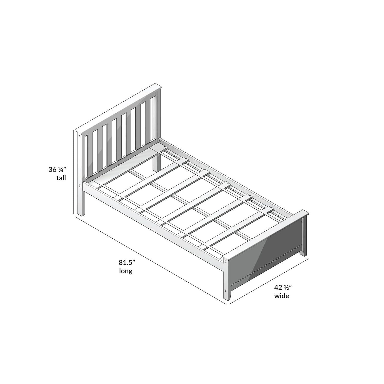 Max & Lily Twin Bed Frame with Headboard, Solid Wood Platform Bed for Kids, Natural