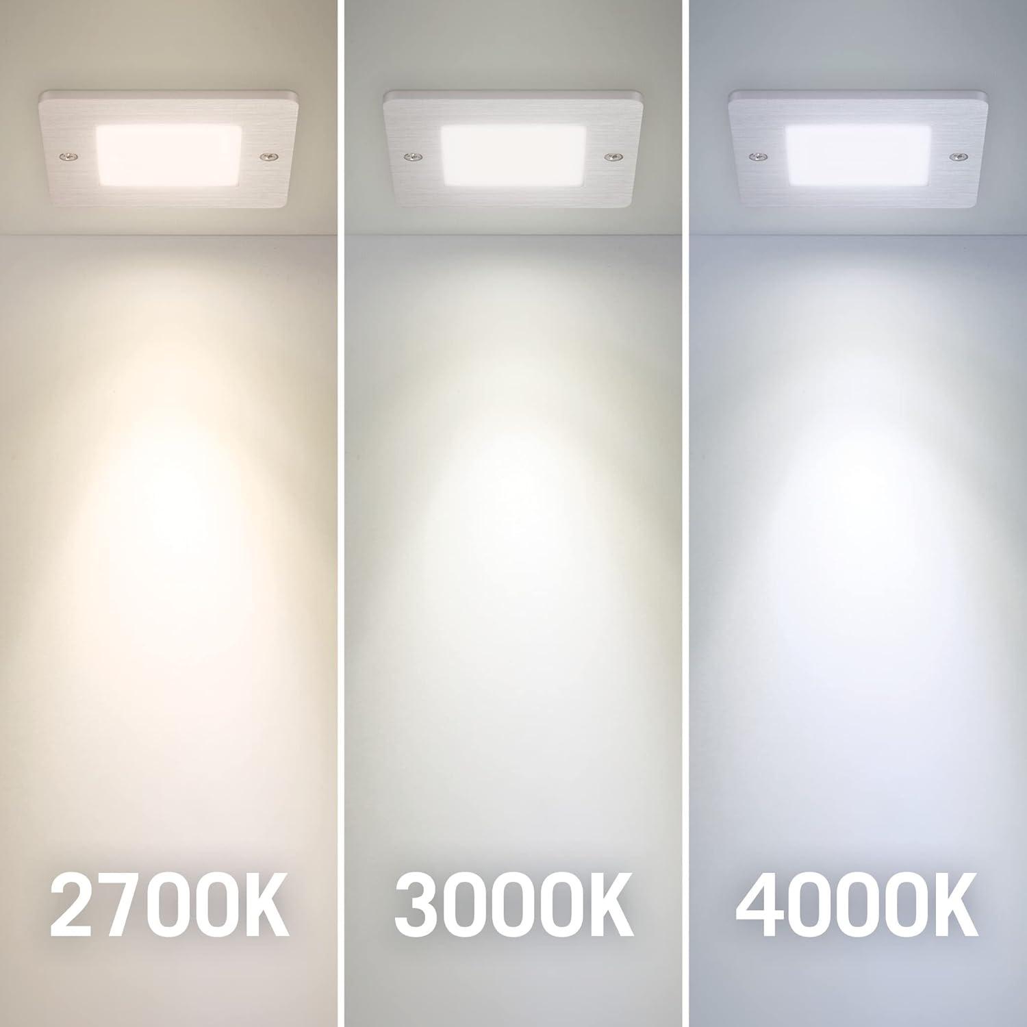 Square Low Profile Under Cabinet LED Puck Light, 3000K