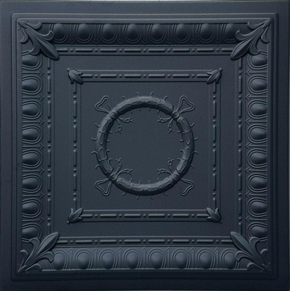 Romanesque Black Matte Polystyrene Glue-Up Ceiling Tile