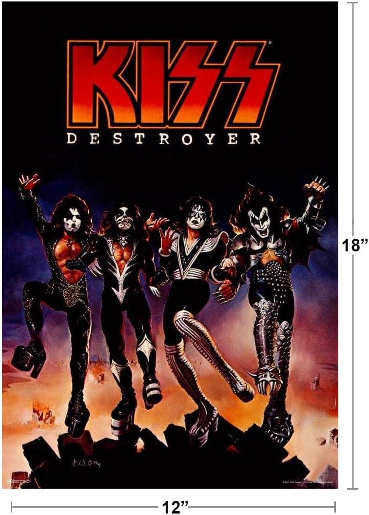 Kiss Band Destroyer Poster Album Cover Merchandise Collectibles Kiss Memorabilia Heavy Metal Music Merch 1970s Retro Vintage Cool Wall Decor Room Home Gift Cool Wall Art Print Poster 12x18