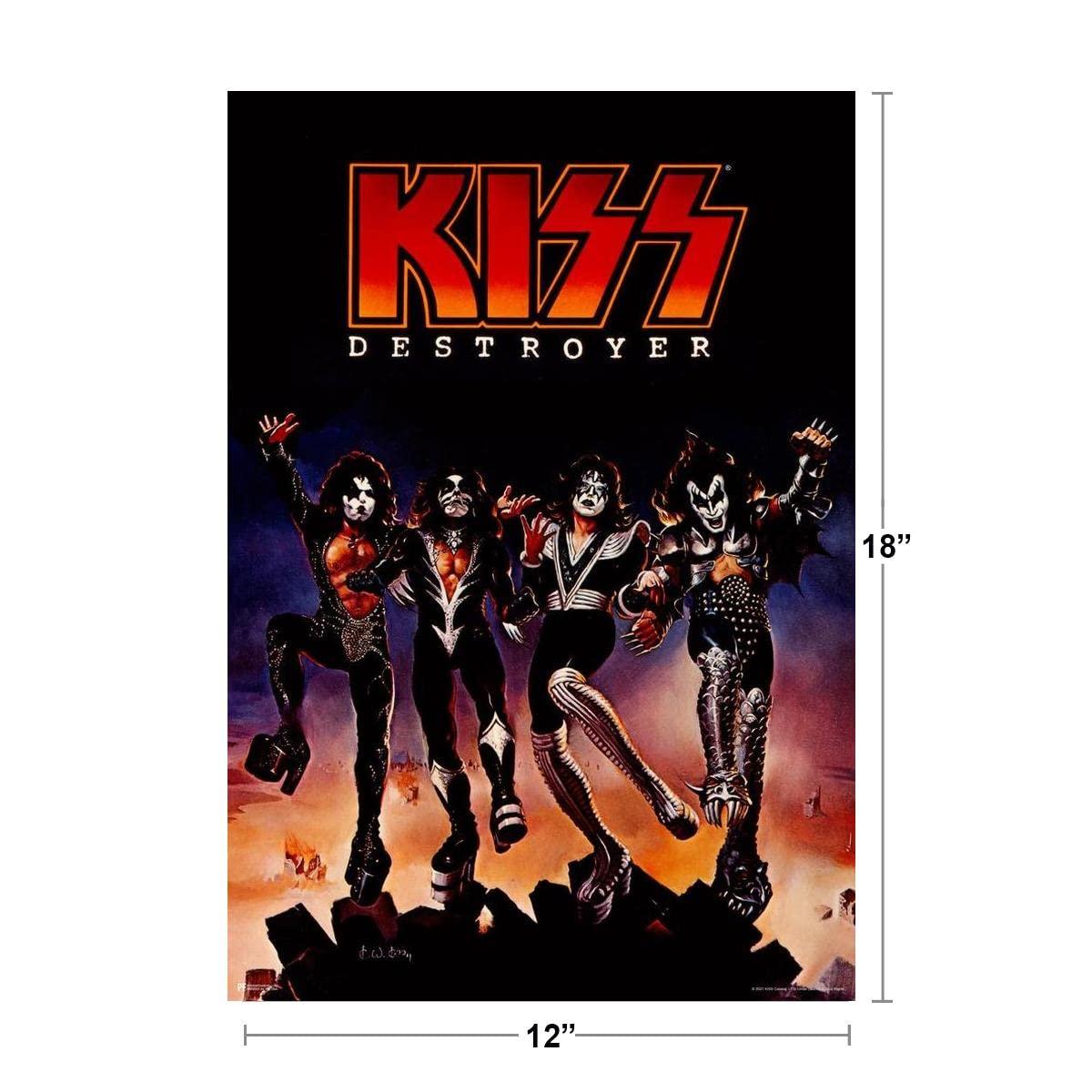 Kiss Band Destroyer Poster Album Cover Merchandise Collectibles Kiss Memorabilia Heavy Metal Music Merch 1970s Retro Vintage Cool Wall Decor Room Home Gift Cool Wall Art Print Poster 12x18
