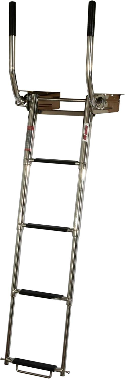 Extreme Max 3006.8804 Undermount Telescoping Pontoon, Dock, and Swim Raft Ladder with Hidden Handle and Rubber Grips - 4-Step