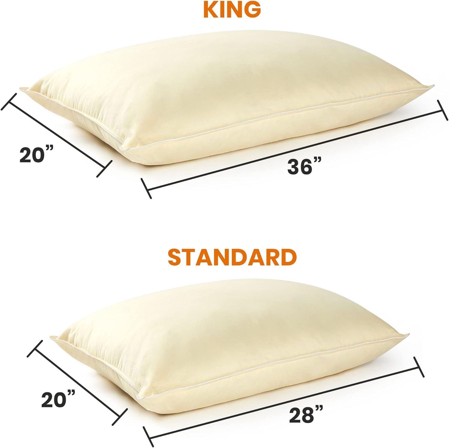 Cheer Collection Set of 2 Organic Kapok Bed Pillows with Breathable Cotton Shell - Yellow