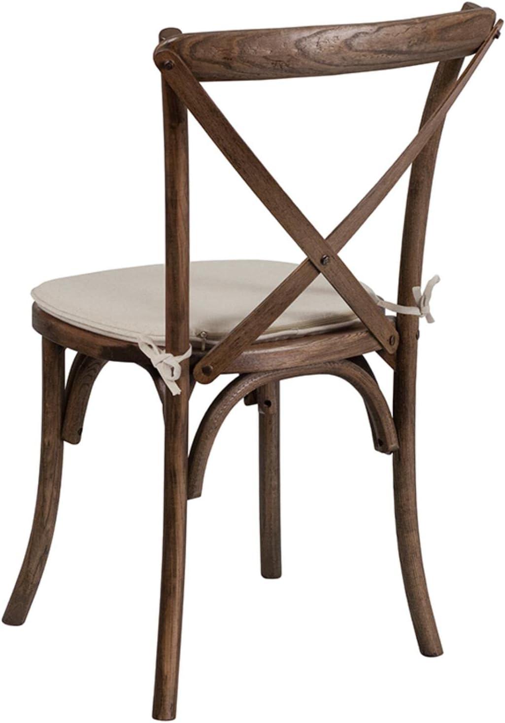 Flash Furniture HERCULES Series Stackable Early American Wood Cross Back Chair with Cushion