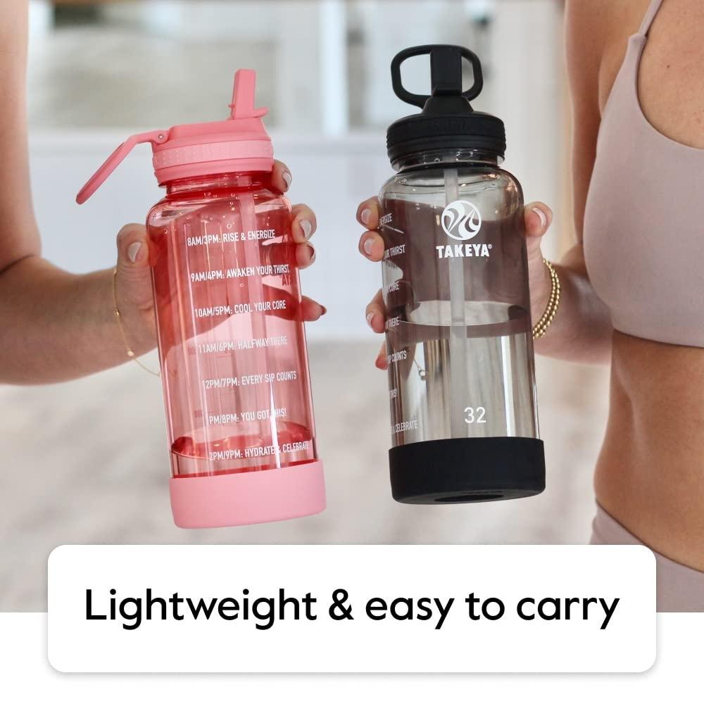 Takeya 64oz Tritan Motivational Water Bottle with Straw Lid - Pink