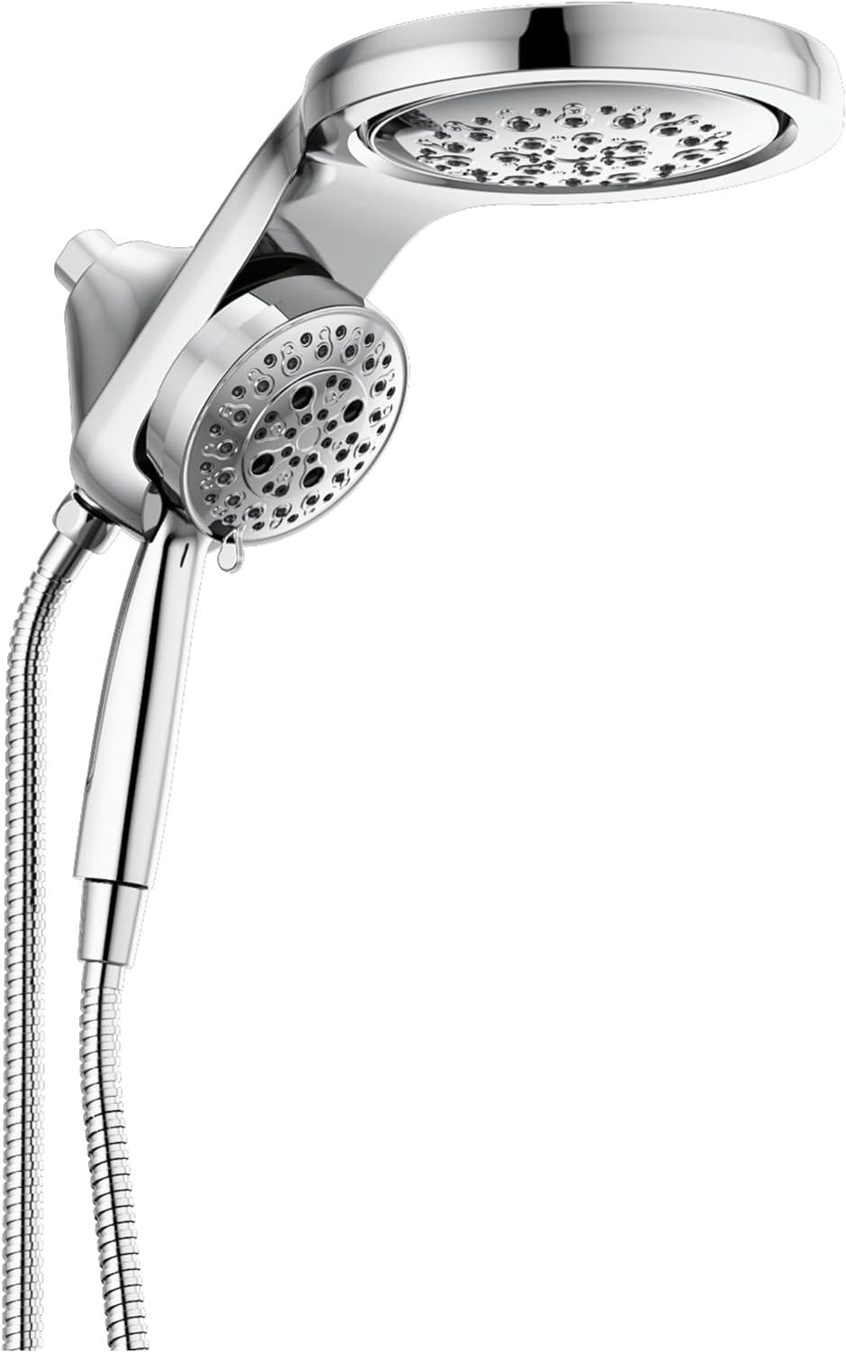 Chrome Dual Shower Head with Handheld and Rain Function